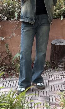Product Review of Quần Thường Ngày Denim Làm Cũ, URSGGON, Phong Cách Cổ Điển Mỹ, Thêu Khâu Ngẫu Nhiên, Ống Loe Siêu Nhỏ Thư Giãn, Dành Cho Nam Và Nữ, Rằn Ri Hoàng Hôn, URS-UG3003 from 𝑇**𝐺 𝑆**𝑃 0