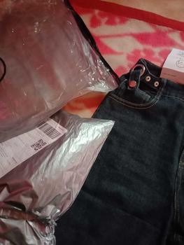 Product Review of F·MIGA C42 High Waist Korean Style Kulot Bagy Jeans Straight Kasual Pants Celana Panjang Loose Celana Jeans Wanita - Abu-abu Biru from L**🦩 0