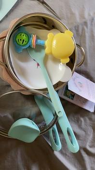 Product Review of Bộ Nồi Chảo Đá Hoa OKBY 16cm Men Đá Chống Dính Kèm Xửng Hấp Nấu Đồ Ăn Dặm Cho Bé Tặng Thìa Silicon from T**ý 0