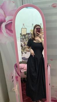 Product Review of TT108 Váy cổ vuông phối thô cộc tay vạt v váy xinh dễ thương Đầm Nữ Dress Women Kem Voan from C** P**g 0