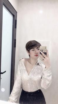 Product Review of Áo Kim Sa Nhũ BlingBling A10 Women  -> Sơ Mi Nữ Dáng Giấu Quần Form Rộng by @ngoctienstore Nhung from P**g T** 9** 0