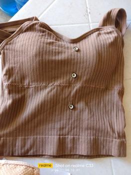 Product Review of Cute Sleeveless Women's Summer 2024 Chest Cover Korean Style Sexy Knitted Camisole Vest with Chest Pad Women Comfort Cotton Fabric Strappy Spaghetti Womenswear from N**A 0