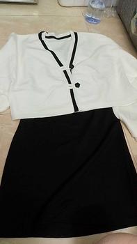 Product Review of Bộ Set Váy Thun Basic Hai Dây Xẻ Tà Và Áo Len Cardigan Tay Dài Cổ Chữ V Cúc Cài Hoa Dễ Thương Nữ Women - Size S-3XL set  váy bộ  nhung set  voan Top Voi from 👑**️ 1