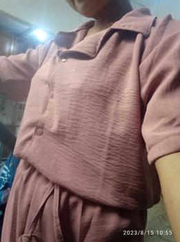 Product Review of ONESET Cringkle Pendek ANDIN Setelan Wanita Kancing KRAH V Celana Panjang Crinkle Airflow Crinkle Airflow from c**a 1