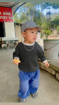 Product Review of Áo Kẻ Nỉ Cotton Cổ Viền 003 , Fom dáng rộng co dãn thoải mái 2023 from H**m 0