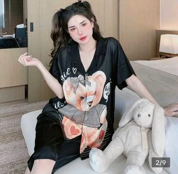 Product Review of Đồ Bộ Pijama Lửng Lụa Xước Hình Gấu Và Cô Gái Mau Mới 6 Màu Sắc Tay Ngắn Freesize 40-58Kg &Bigsize 60-75Kg Women from ** A** N**🍀 0