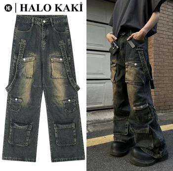 Product Review of JEANS STRAP BOX (8 Túi hộp phối đai) - Quần jeans ống rộng phủ gót chùm giày halo kaki Pants Kem Nữ Denim Ong from ** 0