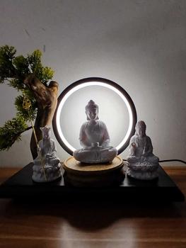 Product Review of Tiểu Cảnh Xông Trầm - Kệ Gỗ Đặt Tượng Đèn Led Tròn Cây Bonsai Decor Trang Trí Nhà (Tặng Nụ Trầm) Decor Phòng from A**t 0