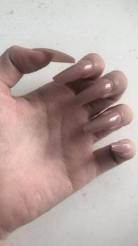 Product Review of Móng Tay Giả Có Thể Tháo Rời, 24 Chiếc, Màu Xám Phấn Và Màu Nude, Siêu Dài, Miếng Dán Làm Móng from l**🐻 0