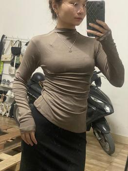 Product Review of Áo Giữ Nhiệt Dài Tay Nữ Cổ 3 Phân Nhúm Sườn Xẻ Tà BigSize MiSoul, Áo Thu Đông Cổ 3 Phân Dáng Form Ôm Body 222 Top Cổ Tròn Women Ong Đen from C** n**g n**n A**o ** 0