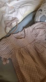 Product Review of Baby Girl 2Pcs Summer Outfits, Short Puff Sleeve Plaid Print Romper with Headband Set from d**s 0