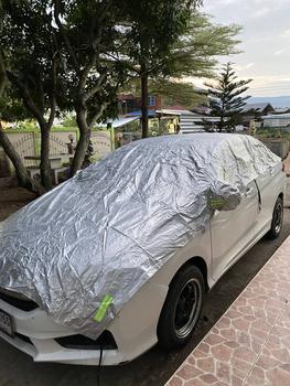 Product Review of ผ้าคลุมรถครึ่งคัน กันรังสี UV กันฝน กันน้ำ100% เนื้อผ้าคุณภาพสูง ผ้าคลุมรถยนต์ ผ้าคลุมครึ่งคัน ป้องกันรอยขนแมว ผ้าคลุมรถกันร้อน from N**💕 0