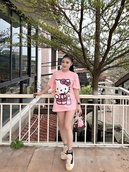Product Review of TRENDYBOUTIQUE- ÁO PHÔNG CỘC HỒNG HỌA TIẾT MÈO from T**u V** ** 2