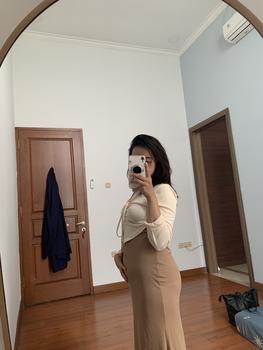 Product Review of Dress Basic Simple Knit Lembut Premium Bahan Melar Lengan Panjang Gaun Casual Bodycon Slim Sexy Wanita  Baju Home Dress Nyaman M436 from R**🐾 3