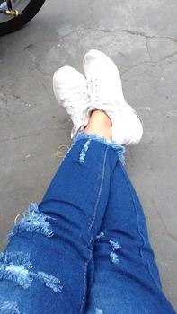 Product Review of jener celana jeans wanita 7/9 model sobek-sobek street kekinian ada lapisan bawah rawis kaki melar Soft Stretch from S**A 0