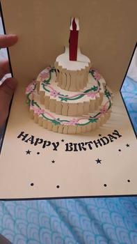 Product Review of Birthday Gift Cake Card Pop Up 3D Greeting Cards With Envelope - Postcard Invitation Handcrafted Origami Anniversary - Home Decoration Oranment from R**z 1