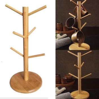 Product Review of 6 hooks Bamboo Mug Holder Coffee Tea Cup Bamboo Mug Stand Storage Wood Shelf Kitchen Storage Rack Tree Decoration Wooden Organiser from i**l 0