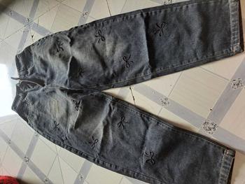 Product Review of Quần Jeans Baggy Thêu Nhiều Nơ Đen Chun Sau Thoải Mái Cạp Cao- Kèm Ảnh Thật Shop Chụp from b** 0