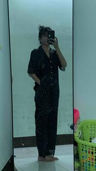 Product Review of Bộ pijama nữ chất lụa latin nút bọc  phối ren dập đá nổi tay cộc đen freesize 40-60kg from V** 0