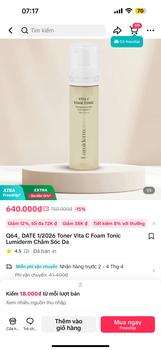 Product Review of Q64_ DATE 1/2026 Toner Vita C Foam Tonic Lumiderm Chăm Sóc Da from C**n 0