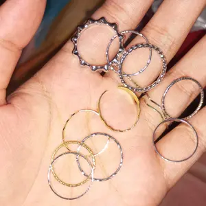 Cincin Mutiara Wanita 1 set isi 5 pcs Ring Fashion Aksesoris Korea Kekinian Gelombang Geometris Silver Simple Casual Personality KIARA