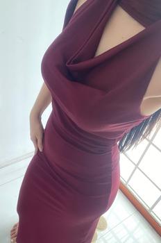 Product Review of T326 Đầm body Dự Tiệc Dáng Dài Cổ Đổ Chất Thun Gân Co Giãn Nhung Women from N**🐯 0