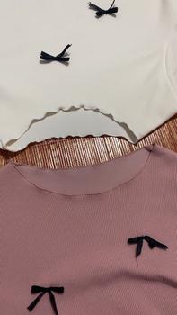 Product Review of Áo thun nữ baby tee đính nơ sang chảnh hottrend 2024 new best seller vải thun tăm co dãn bốn chiều dày dặn. Top from S**n 3