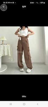 Product Review of SIVALI Bonnie Cargo Pants - Highwaist Loose Cargo - Celana Kargo Wanita - Baggy Pants Panjang Polyester Kulot Casual Hitam Kantor Kantor Formal Kerja Kerja Kerja Basic Karet from S**D 3