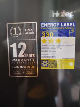 Product Review of Haier HRF-IV220VNF (BS) 7.5 cu.ft./211L Fresh Cooling Twin Inverter No Frost Two Door Refrigerator (Silver Black) from C**🩷 1