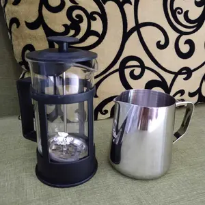Paket Hemat Stainless Steel Milk Jug 350 ml + French Press Milk Frother Alat pembuih Susu