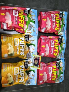 Product Review of Grinny Puffs Grains Real Strawberry/Broccoli/Pumpkin Snack For Babies Rice Vitamin Fiber from F**a C**a ** 3