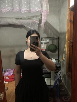 Product Review of TT108 Váy cổ vuông phối thô cộc tay vạt v váy xinh dễ thương Đầm Nữ Dress Women Kem Voan from H**🌸 1