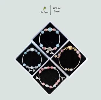 Product Review of Vòng tay An gem đá năng lượng Aquamarine mix Trắng full charm, lắc tay đá tự nhiên phong thuỷ phụ kiện đeo tay nữ quà tặng sinh nhật giáng sinh Noel Tết Valentine [TẶNG HŨ ĐÁ NĂNG LƯỢNG] from n** 0