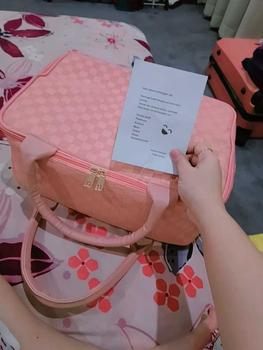 Product Review of DEVILA LUXURY NUDE PINK BOXES WATERPROOF TRAVEL BAG MEDIUM SIZE - Tas Koper Motif Kotak Mewah Murah Perempuan Mudik from s** 1