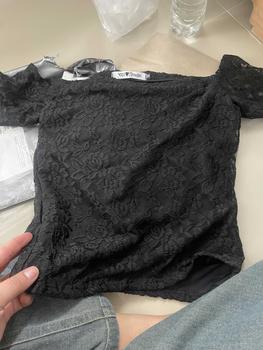 Product Review of [MadebyNiti] Áo bẹt vai ren y2k có lớp lót form lửng ôm body sexy from M**k 0