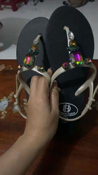 Product Review of (form to lùi size) Sandal Đính Đá Vuông Chiếc Lá Dép Shoes Giày Nữ from d**4 3