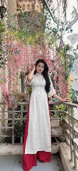 Product Review of Áo dài truyền thống nữ Hạ Kì [Cam House] chất liệu lụa gấm tà dáng rộng thiết kế tay lỡ cổ lệch đính nơ họa tiết hoa in nổi cao cấp from T**m M** T**h L**n 1