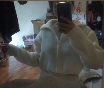 Product Review of [XẢ KHO] Áo khoác cardigan len trơn croptop cổ cao khóa kéo form rộng [KC4483] Nữ Kem Women from a**7 0