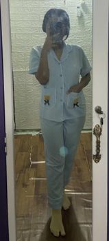 Product Review of Bộ Ngủ Đồ Bộ Pyjama Cổ Vets Quần Dài Aó Hai Túi Gấu Vải Đũi Gân Mềm Nhẹ from C**g C** K**g K**🐈 1