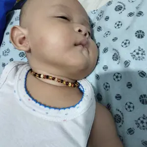 Amber Buddy | XR53M Kalung & Gelang Amber Bayi Multicolour Brown Glossy - 32cm & 14cm
