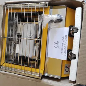 OMICKO Kompor Panggang Sosis Tanpa Asap 2 Tungku Mesin Panggangan Sate & Sosis Serbaguna untuk Memanggang Daging Bakar dan Ikan Bakar - Kitchenware