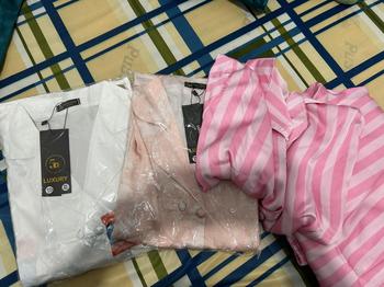Product Review of Đồ bộ pijama lụa latin cổ vest , in hoạ tiết hoa văn màu nâu trắng  sang trọng có bigsize 60 đến 90kg from t**5 1