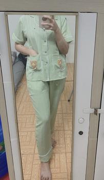 Product Review of Bộ Ngủ Đồ Bộ Pyjama Cổ Vets Quần Dài Aó Hai Túi Gấu Vải Đũi Gân Mềm Nhẹ from J**n 0