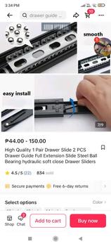 Product Review of High Quality 1 Pair Drawer Slide 2 PCS Drawer Guide Full Extension Slide Steel Ball Bearing hydraulic soft close Drawer Sliders from ᒍ**ｋ 0