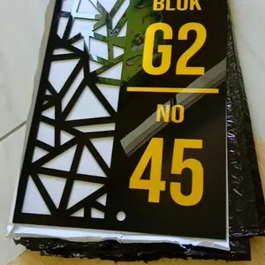 Papan Nomor rumah akrilik type aesthetic Minimalis modern industrial laser cutting + free pen stainless