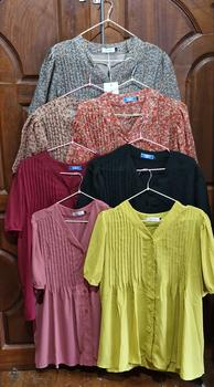 Product Review of Everything แบรนด์เอฟเวอรี่ติง - เสื้อผู้หญิงคอวีตีเกล็ดหน้าอก กระดุมหน้า แขนสั้น ใส่ได้ทุกโอกาส มีไซซ์ XS-3XL หน้าผ้า 36-48 (6211) from ถ**❤ 2