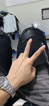 Product Review of Quần jean dài nam kiểu rách gối khóa gấu chân màu đen đâm chất bò co dãn nhẹ Q37 form skinny đẹp Menswear Pants Có Túi from T** T**n 0