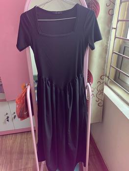 Product Review of TT108 Váy cổ vuông phối thô cộc tay vạt v váy xinh dễ thương Đầm Nữ Dress Women Kem Voan from T**g ** 2