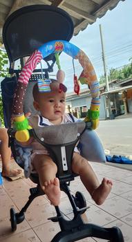 Product Review of รถเข็นเด็กรุ่นล่าสุด แถมเบาะ แถมร่มกันแดด เบาะใหญ่ แบบ4ล้อ สามารถล็อกล้อได้ พับเก็บได้ PUล้อใหญ่ น้ำหนักเบา รับน้ำหนักได้30kg รุ่น：TC17 เด็กหญิง เด็กผู้ชาย from แ**🌹 2