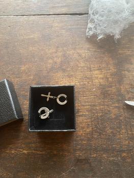 Product Review of GREY Cross Chain Clip On Hoop Earrings | One Pair (2pcs) | Stainless Steel | No Piercing from E**7 1